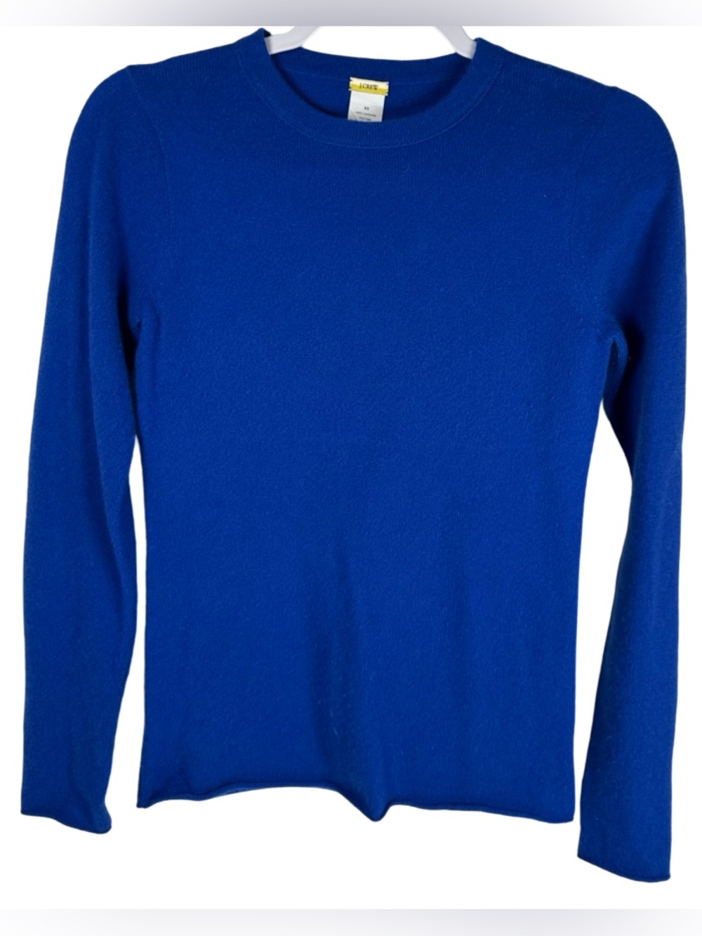 J. Crew Cobalt Blue 100% Cashmere Crewneck Long Sleeve Pullover Sweater Size XS